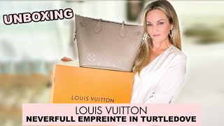 UNBOXING Louis Vuitton Neverfull MM in Empreinte Turtledove Leather  Review [upl. by Eiclek]