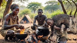 Revealed Hadzabe Catch and Eat A of Bush Pig  hunters documentary [upl. by Eronaele]