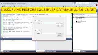 Backup and Restore SQL Server database using VBNET [upl. by Abell]