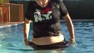 wet in pool in BLACK SKIRT BLACK I LOVE NEW YORK TSHIRT [upl. by Thomasina]