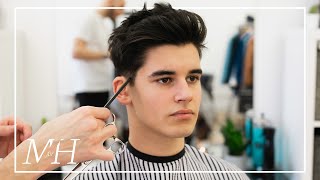 Mens Medium Length Haircut With High Hold  2020 Hairstyle Tutorial [upl. by Nylednarb]