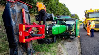 BERGING  John Deere tractor op zijn kant starten en lopen 🚜 [upl. by Hendel378]