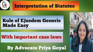 Rule of Ejusdem Generis Interpretation of Statutes Made Easy with notes [upl. by Jens553]