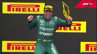 FERNANDO ALONSO CELEBRATING ON THE PODIUM  Formula 1 [upl. by Adigirb]