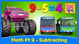 Learn Math for Kids  Subtracting with Monster Trucks by Brain Candy TV [upl. by Rasec]