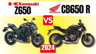 Kawasaki Z650 vs Honda CB650 R  Side by Side Comparison  Specs amp Price  2024 Philippines [upl. by Tdnaltroc]