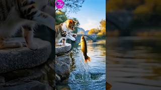 बिल्ली मौसी मछली को पकड़ने नदी के तट पर चली गईcatfishvideofishingvideo catshorts fishing cat [upl. by Novello]