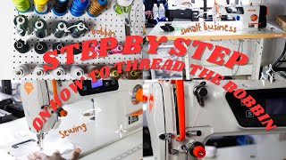 How to thread an industrial sewing machine bottom thread [upl. by Etz117]