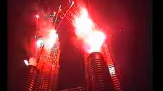 KLCC Petronas Twin Towers Grand Opening 1999 Fireworks and laser show [upl. by Ariahs305]