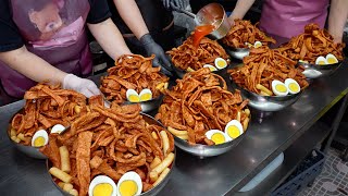 학교앞 지하세계로 유명한 어묵폭탄 사발 떡볶이 연예인들도 단체로 먹고 감탄한 분식집 ┃tteokbokki  Korean street food [upl. by Notreve886]