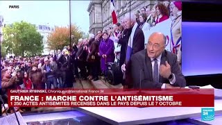 Marine Le Pen à la marche contre lantisémitisme  quotUn effet daubaine pour le RNquot • FRANCE 24 [upl. by Elacsap]