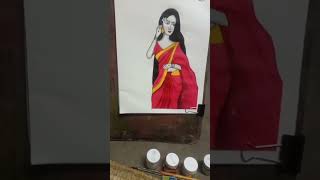 তুমি শাড়ি পরতে ভালোবাসো  😊  bengali drawing  easy art channel bengali [upl. by Ahseiyk]