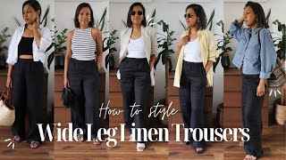 How To Style Wide Leg Linen TrousersPants  Styling Linen TrousersPants  Wide Linen Pant Outfits [upl. by Eimile961]