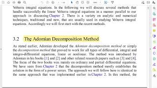 Lecture 8 Adomian Decomposition Method ADM for Volterra IE [upl. by Yblek]