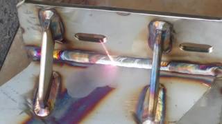 Burn damage cleaning after welding on the stainless steel [upl. by Ainegue]