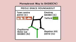 Moneybrook Way to Copthorne on Meole Brace Roundabout Shrewsbury [upl. by Epoh]