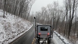 2000 KW W900 3406E ASMR Loaded Climbing Snowy PA Mountains [upl. by Lidia358]