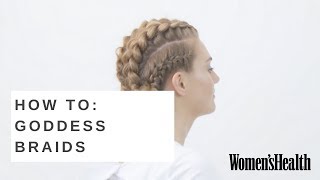 How To Do Goddess Braids  Gym Braids  Womens Health [upl. by Annaynek957]