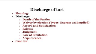 Discharge of tort  Discharge of tortuous liability  Discharge of tort in hindi [upl. by Nnaerb]