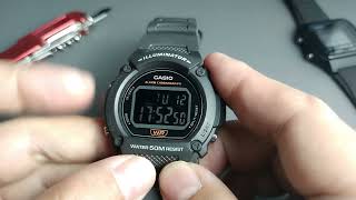 Casio W219H setting time date calendar alarm [upl. by Aloise]