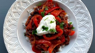 Chili Sin Carne avec haricots secs amp poivrons tendres  Chili con carne sans viande  Recette  253 [upl. by Airym]