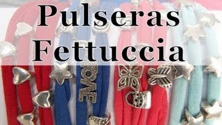 Manualidades DIY  Pulsera de Trapillo y cuentas metalicas Fetuchas [upl. by Hadihahs]