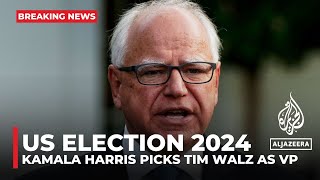 Kamala Harris picks Minnesota Governor Tim Walz as VP in US election [upl. by Retepnhoj]