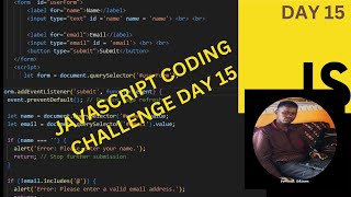Day 15 Mastering Form Validation with JavaScript  Prevent Errors amp Ensure Clean User Input [upl. by Eiluj]