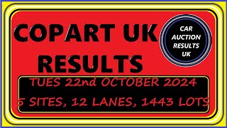 COPART UK AUCTION RESULTS FOR TUES 221024 [upl. by Leatrice209]