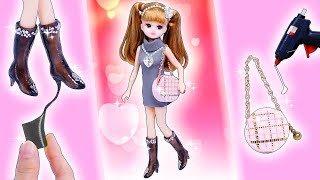 リカちゃん バッグや靴をDIY♥大人かわいい洋服を粘土で手作り✨グルーガンやおゆまるで工作しよう🌼おもちゃ 人形 アニメ [upl. by Eedia530]