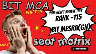 BIT MESRA MCA 2022  Seat matrix  Upto what rank will I get Mesra campus🤔 bitmcabitmesra mca2022 [upl. by Auginahs]