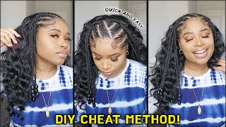 FAKE THE SALON  Super Easy BraidsCurls On Natural Hair No heat [upl. by Aiek]