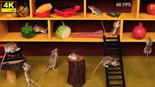 Cat Games on Screen  Mice Playing Hide amp Seek in Kitchen  Mouse Endless fun for cats  4k 60fps [upl. by Nodnarb]