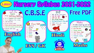 Nursery Syllabus 202122 I Latest Nursery syllabus I Pre KG syllabus I Nursery Class I CBSE I [upl. by Goodrow]