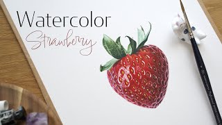 How to paint a juicy strawberry 🍓 watercolor painting tutorial [upl. by Aniuqahs]