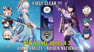 C0 Ayaka Freeze and C0 Raiden National  NEW Genshin Impact Abyss 42  Floor 12 9 Stars [upl. by Rosati]