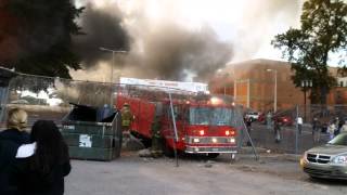 Warning Strong Language Fire Truck Crashes Into Concrete Barrier [upl. by Yerffoeg]