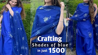 Craft​ this designer dress at homeBlue organza dupatta design tutorialblue suit making in range [upl. by Willumsen]