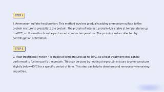 Agbooth protein purification 4 Please help me purify this in the least steps possible I attached t [upl. by Eerised]