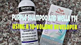 toning with Wella T14 amp purple shampoo using both at the same time [upl. by Aikym829]