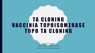 TA CLONING VACCINIA TOPOISOMERASE AND TOPO TA CLONING MALAYALAM [upl. by Namso]