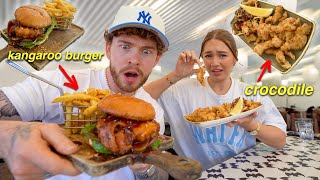 My BRITISH fiancé tries EXTREME Australian food for the first time [upl. by Gnohc747]