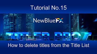 Tutorial 15  How to delete titles from the title list [upl. by Pinette781]