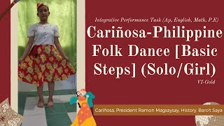 Cariñosa Philippine Folk Dance Basic Steps SoloGirl [upl. by Jesher]