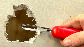 Method Surprised 50yearold Mason Repair Drywall Hole in 5 minutes [upl. by Rabjohn]