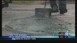 Road crews maximizing mild weather to fill potholes [upl. by Cram]