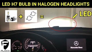 MERCEDES HOW TO PART 1 INSTALL H7 LED BULB amp RETAINER BRACKET IN HALOGEN HEADLIGHTS [upl. by Sulamith267]