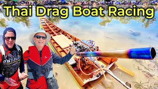 Thai Longtail Drag Boat Racing The Thrill of Khlong Ta Kham  With Walk4r [upl. by Gherardi]