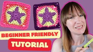 How To Crochet a Star Granny Square  Full Tutorial [upl. by Cherida]