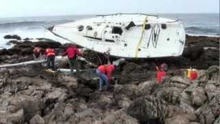 Recovery Crew Rigs Pulverized Sailing Vessel For Helicopter Lift  Farallon Island [upl. by Acined]